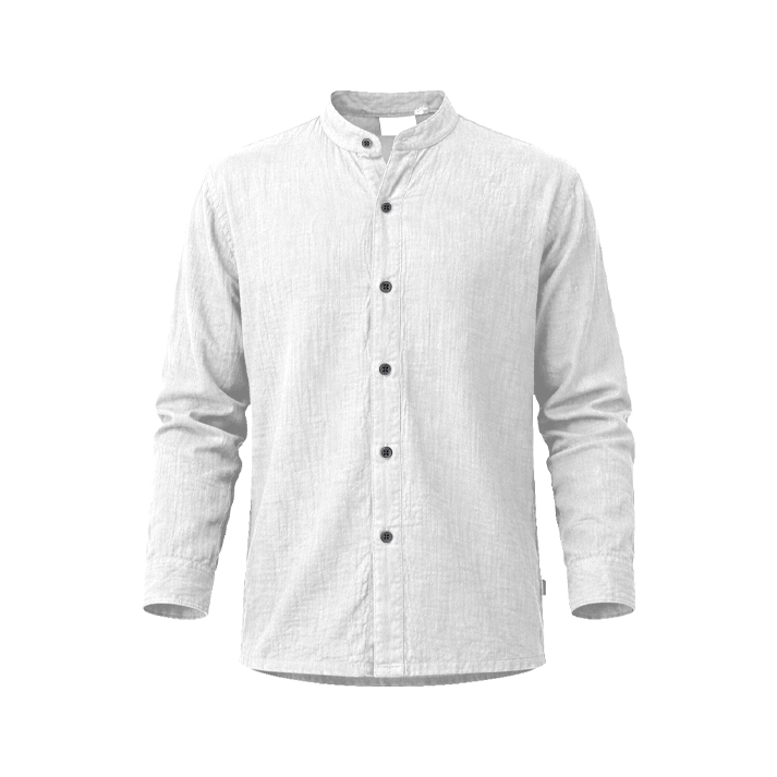 เสื้อเชิ้ตคอจีน แขนยาว ผ้าสาลู