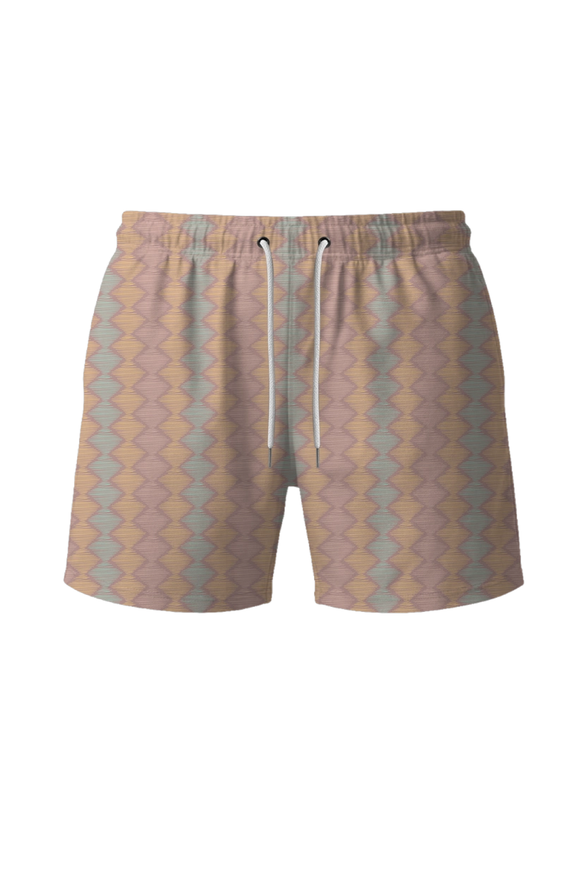 กางเกงว่ายน้ำขาสั้น ผ้ามีลวดลาย