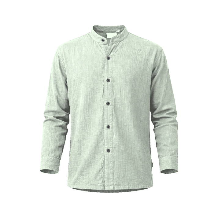 เสื้อเชิ้ตคอจีน แขนยาว ผ้าสาลู