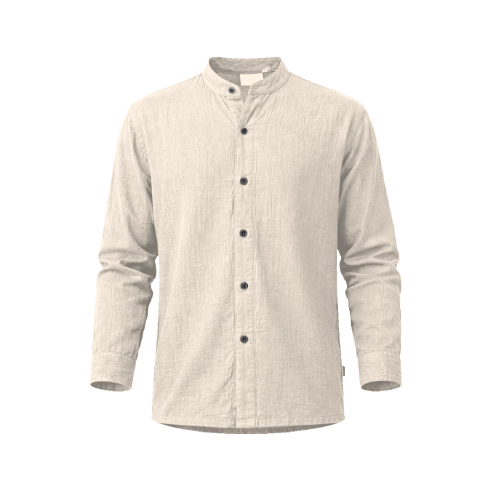 เสื้อเชิ้ตคอจีน แขนยาว ผ้าสาลู