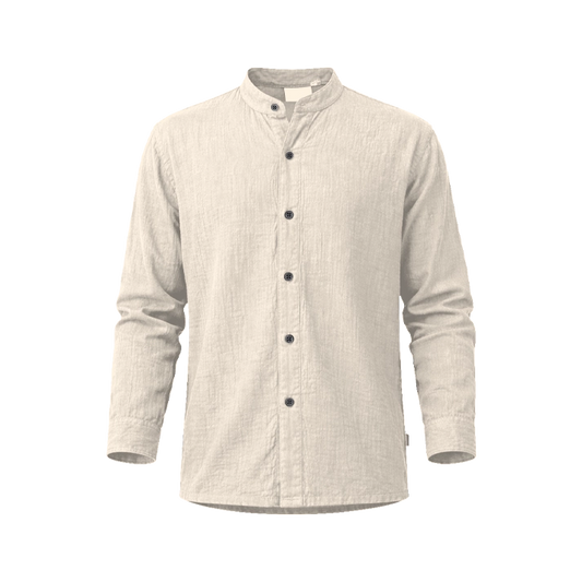 เสื้อเชิ้ตคอจีน แขนยาว ผ้าสาลู