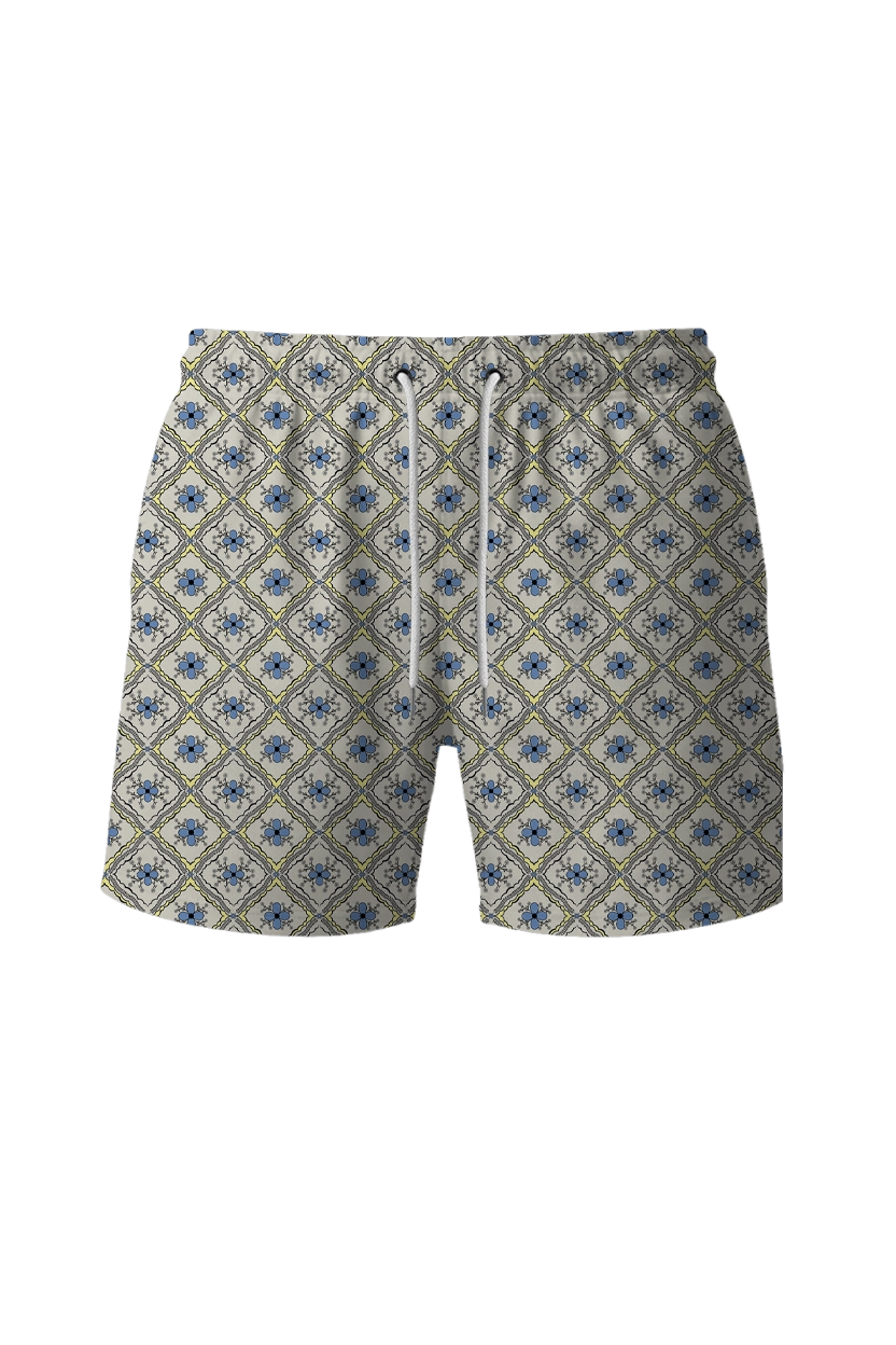 กางเกงว่ายน้ำขาสั้น ผ้ามีลวดลาย