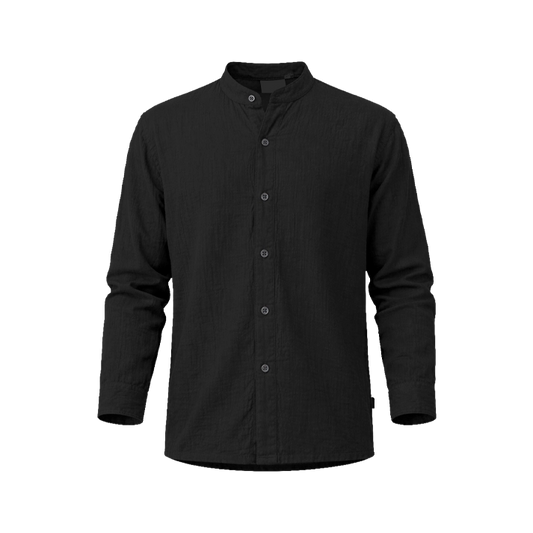 เสื้อเชิ้ตคอจีน แขนยาว ผ้าสาลู