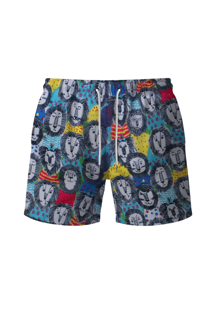 กางเกงว่ายน้ำขาสั้น ผ้ามีลวดลาย